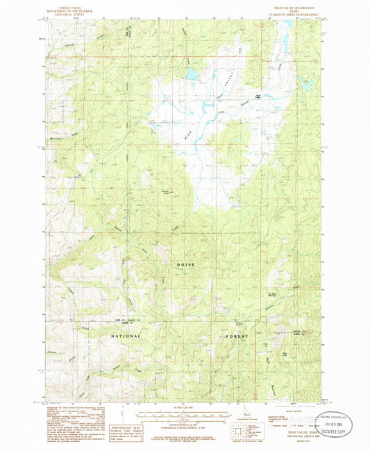 Classic USGS High Valley Idaho 7.5'x7.5' Topo Map Image