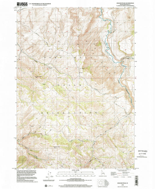 Classic USGS Higham Peak Idaho 7.5'x7.5' Topo Map Image