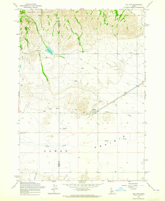 Classic USGS Hill City Idaho 7.5'x7.5' Topo Map Image