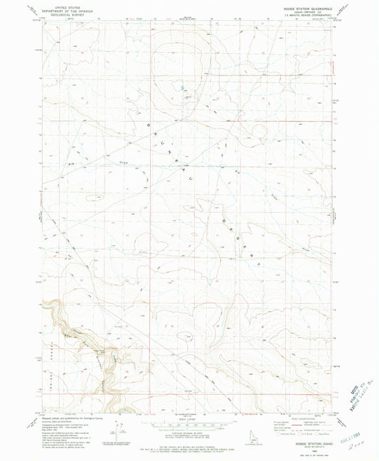 Classic USGS Hodge Station Idaho 7.5'x7.5' Topo Map Image