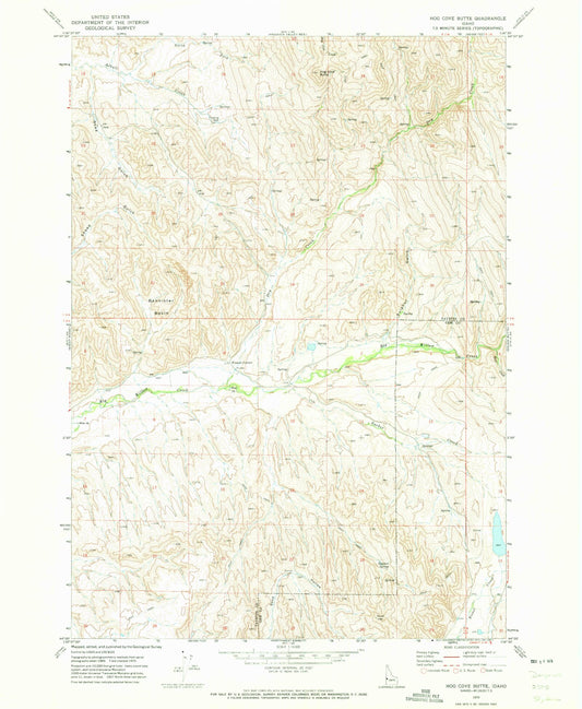 Classic USGS Hog Cove Butte Idaho 7.5'x7.5' Topo Map Image
