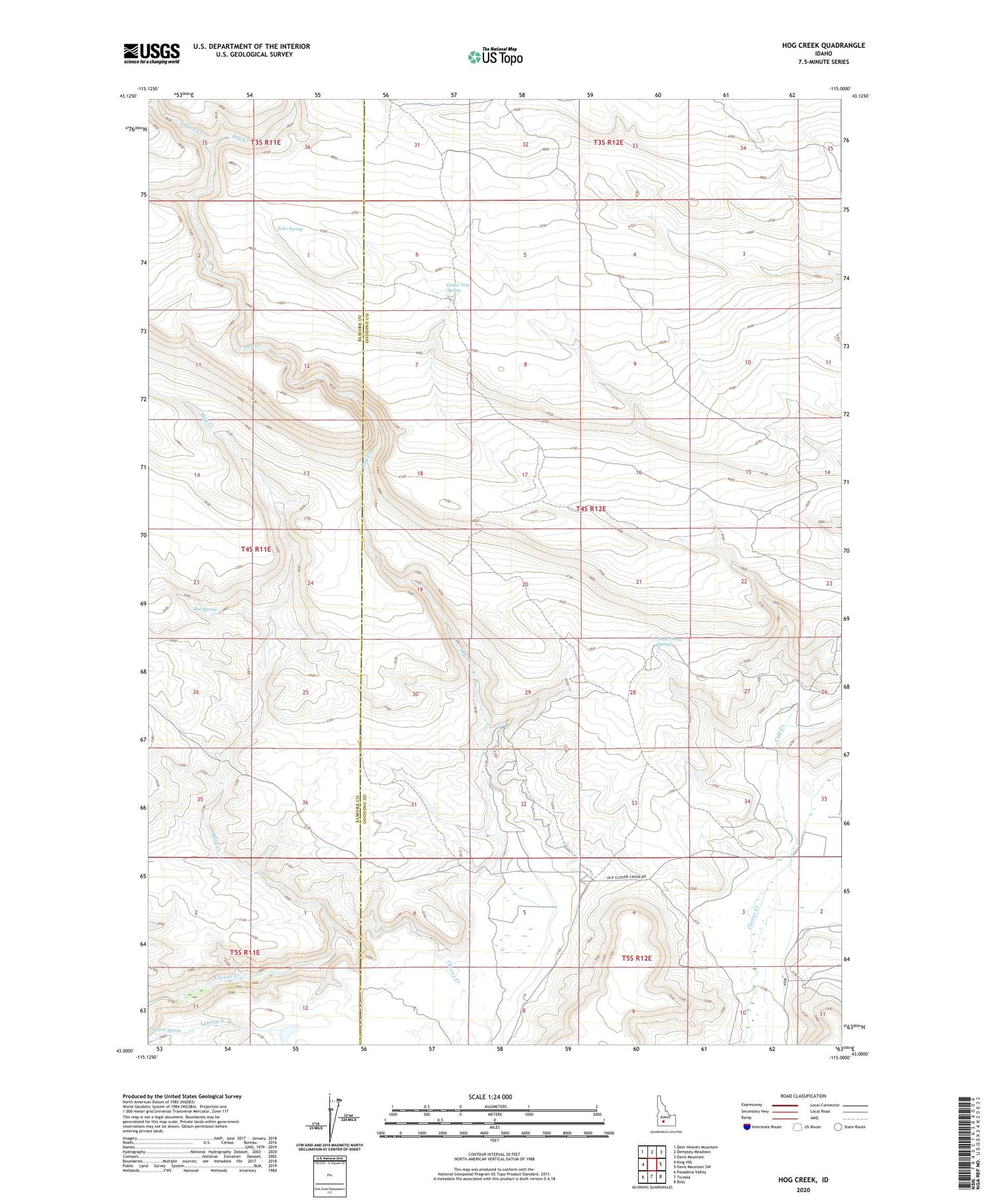 Hog Creek Idaho US Topo Map Image