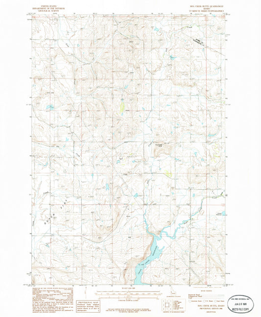 Classic USGS Hog Creek Butte Idaho 7.5'x7.5' Topo Map Image