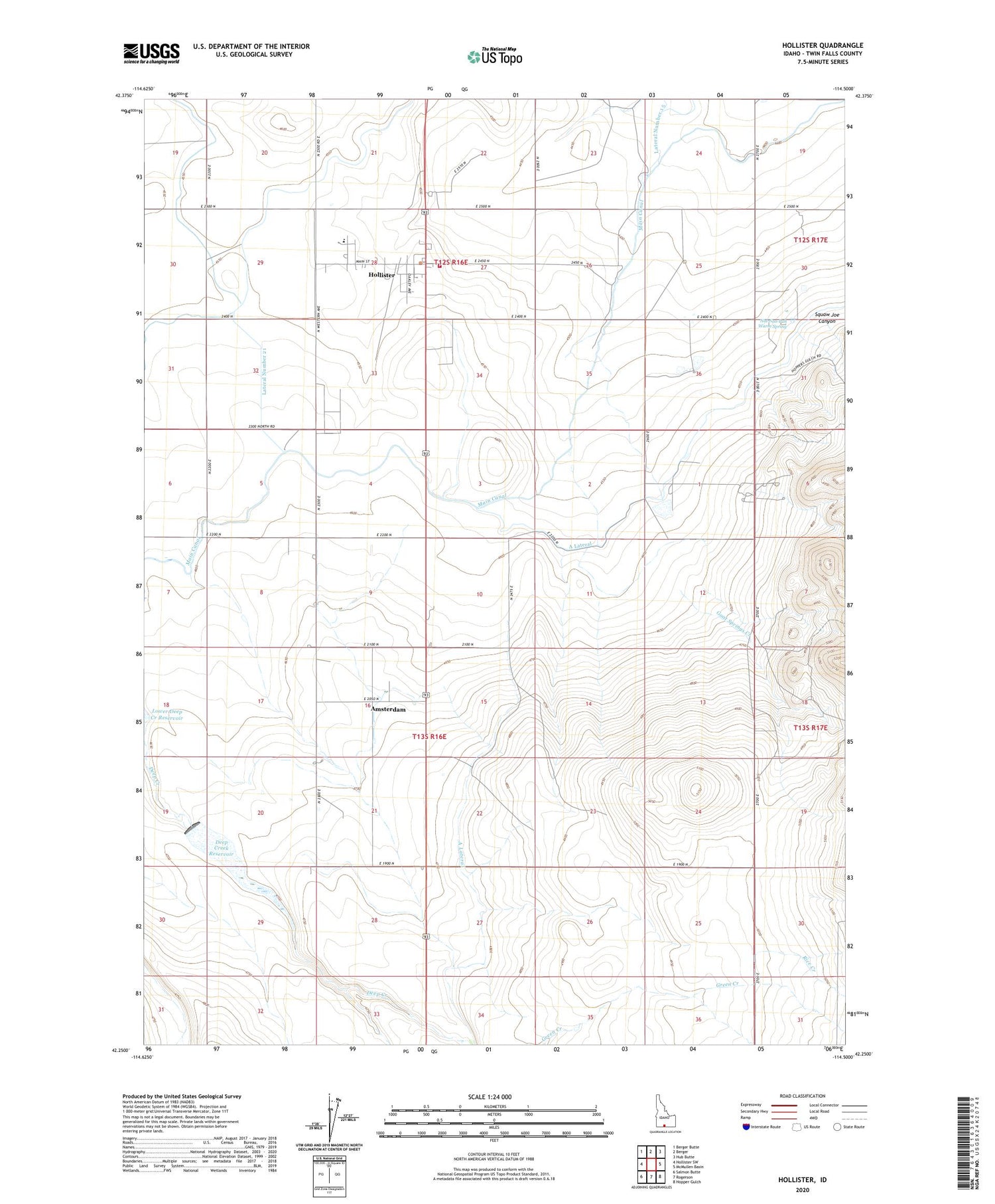 Hollister Idaho US Topo Map Image