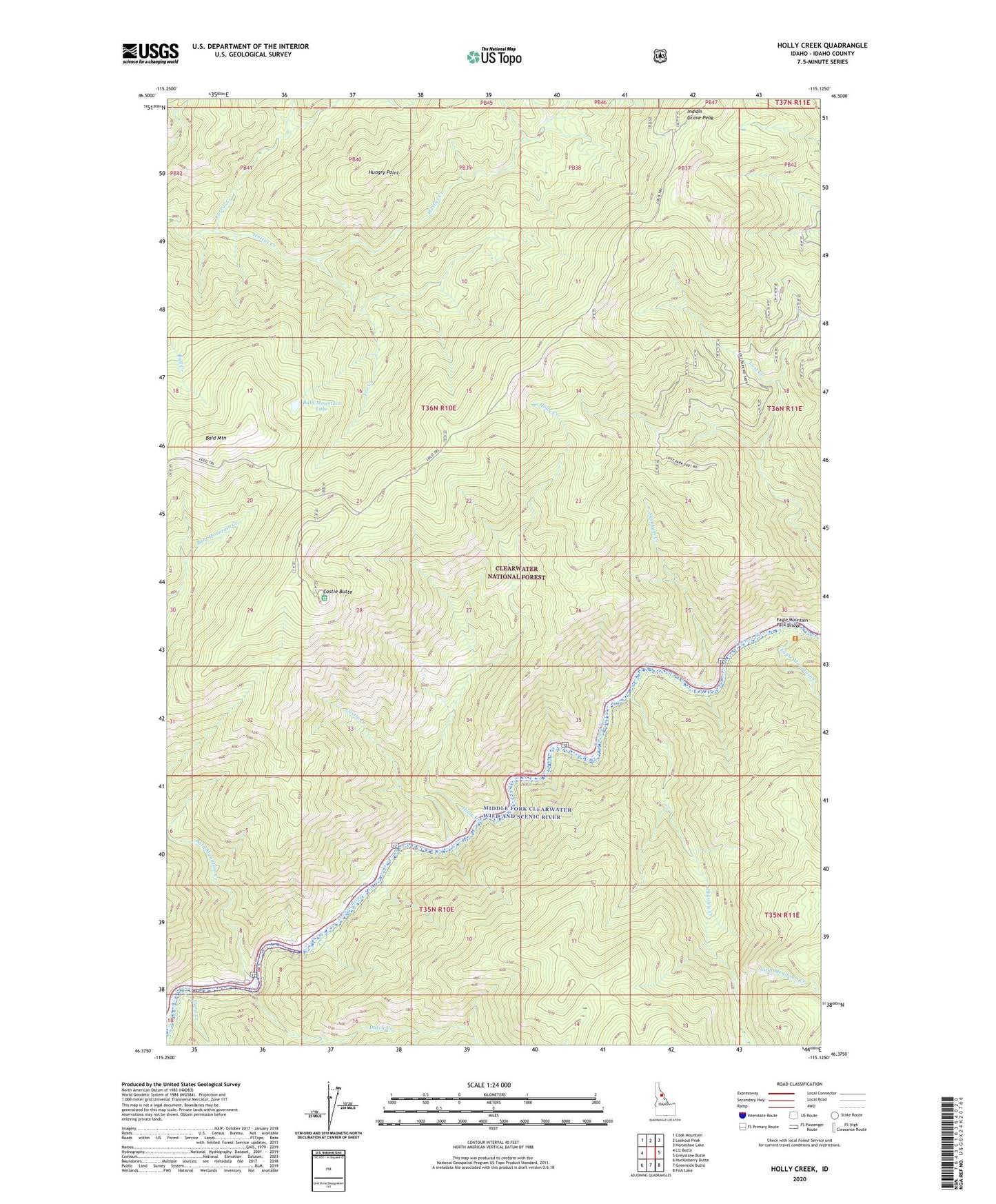 Holly Creek Idaho US Topo Map Image