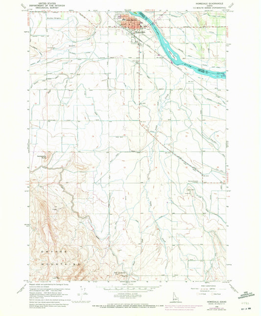 Classic USGS Homedale Idaho 7.5'x7.5' Topo Map Image