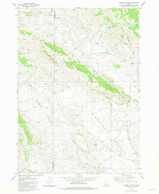 Classic USGS Homer Valley Idaho 7.5'x7.5' Topo Map Image