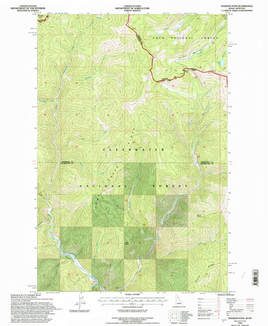 Classic USGS Hoodoo Pass Idaho 7.5'x7.5' Topo Map Image