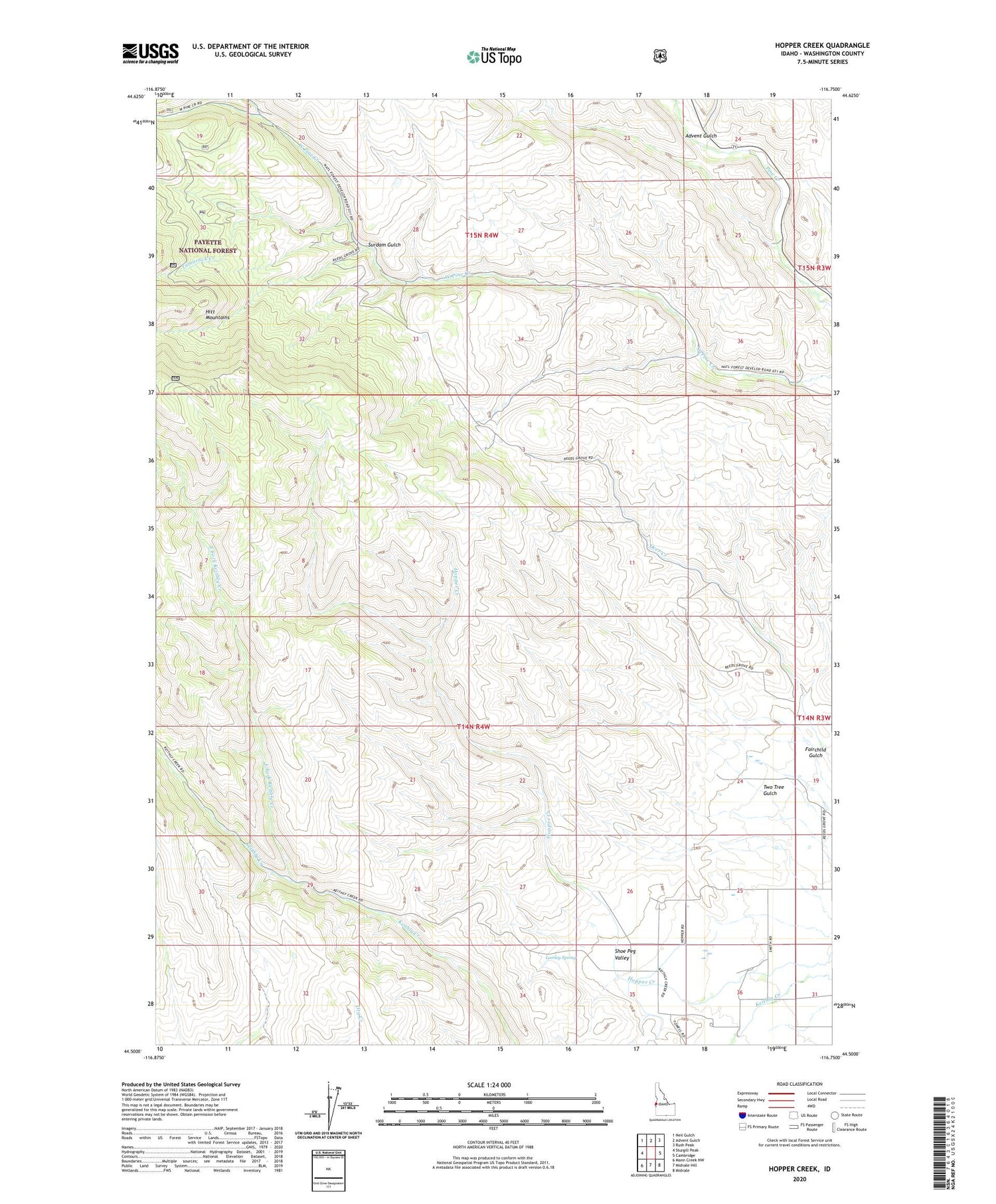 Hopper Creek Idaho US Topo Map Image