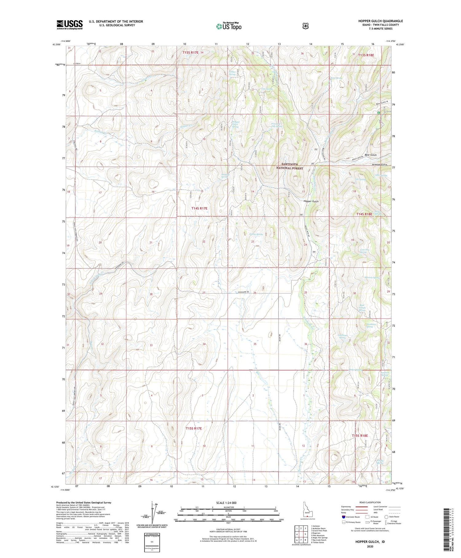 Hopper Gulch Idaho US Topo Map Image