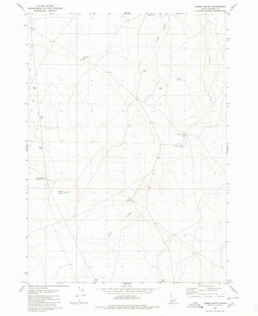 Classic USGS Horse Butte Idaho 7.5'x7.5' Topo Map Image