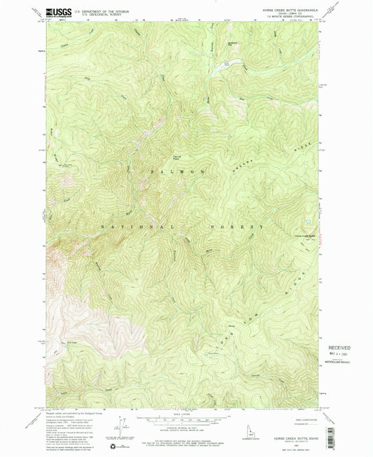 Classic USGS Horse Creek Butte Idaho 7.5'x7.5' Topo Map Image