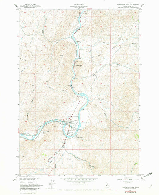 Classic USGS Horseshoe Bend Idaho 7.5'x7.5' Topo Map Image