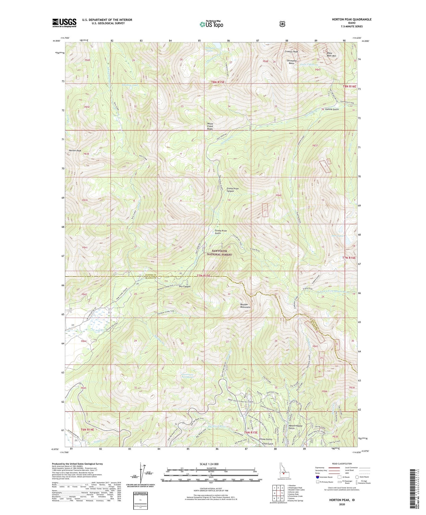 Horton Peak Idaho US Topo Map Image