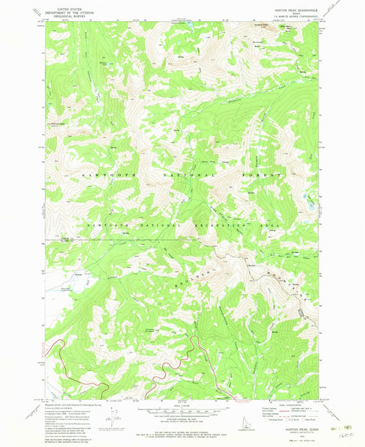 Classic USGS Horton Peak Idaho 7.5'x7.5' Topo Map Image