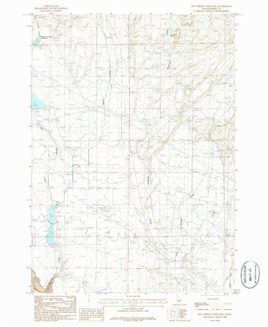 Classic USGS Hot Springs Creek Reservoir Idaho 7.5'x7.5' Topo Map Image