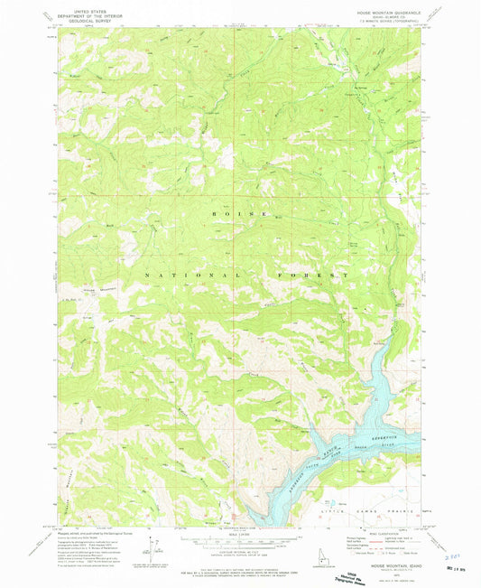 Classic USGS House Mountain Idaho 7.5'x7.5' Topo Map Image