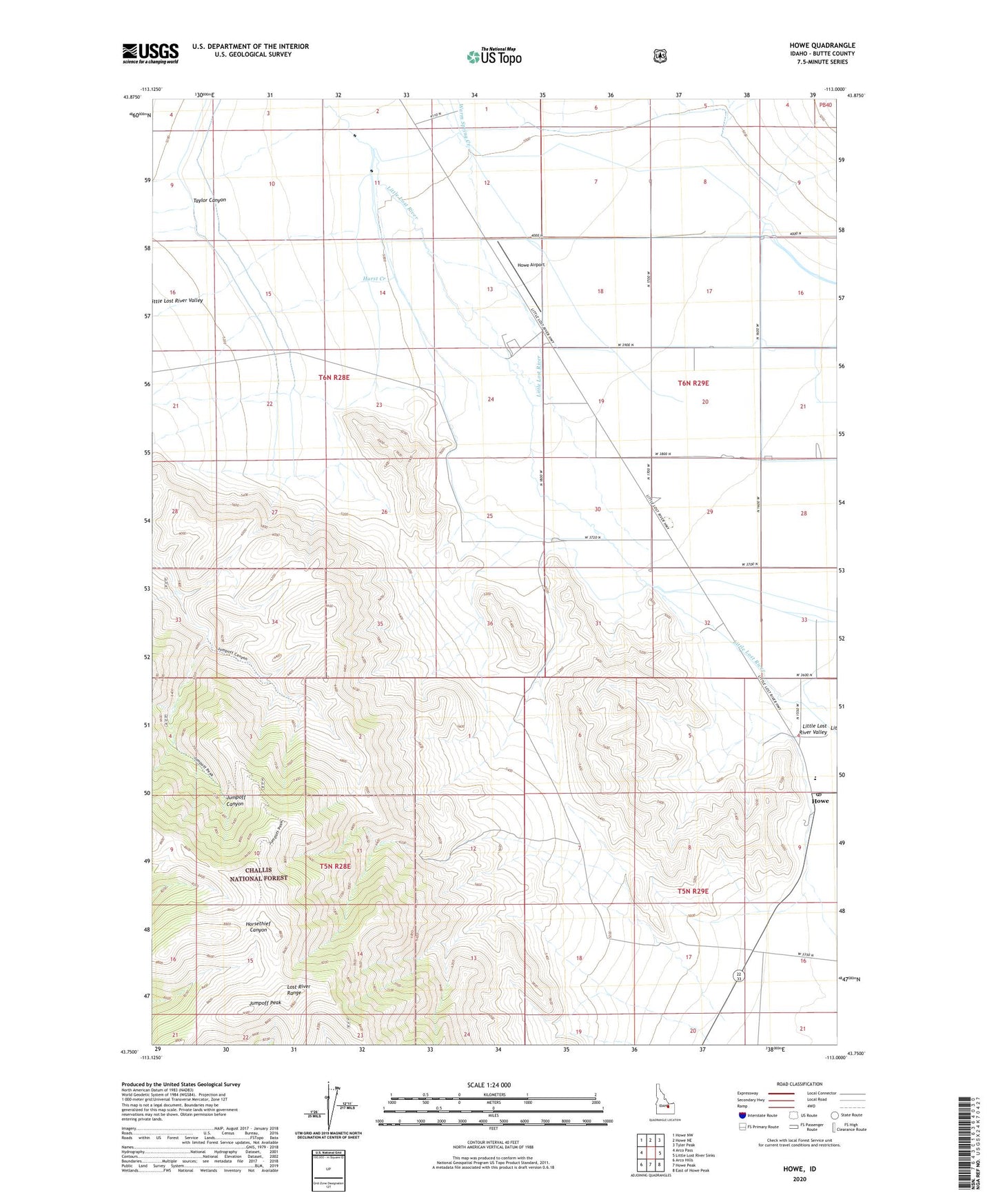 Howe Idaho US Topo Map Image