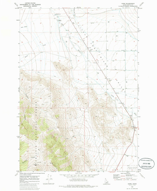 Classic USGS Howe Idaho 7.5'x7.5' Topo Map Image