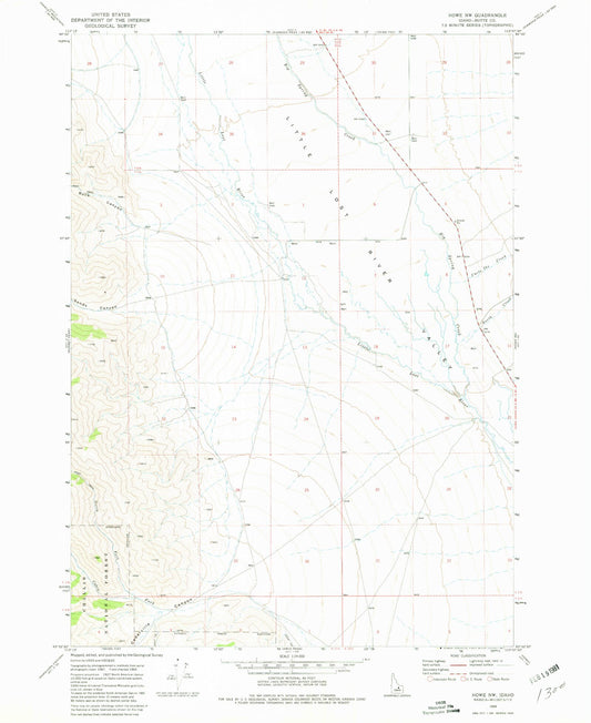 Classic USGS Howe NW Idaho 7.5'x7.5' Topo Map Image