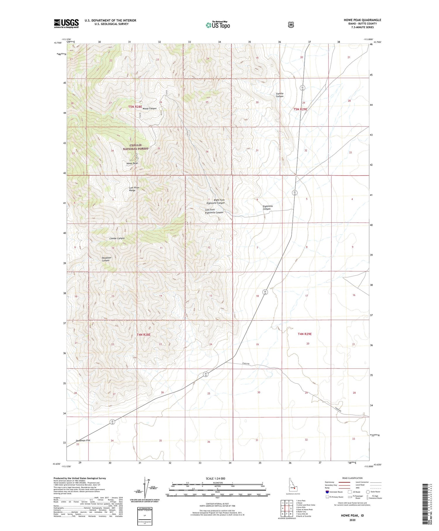 Howe Peak Idaho US Topo Map Image