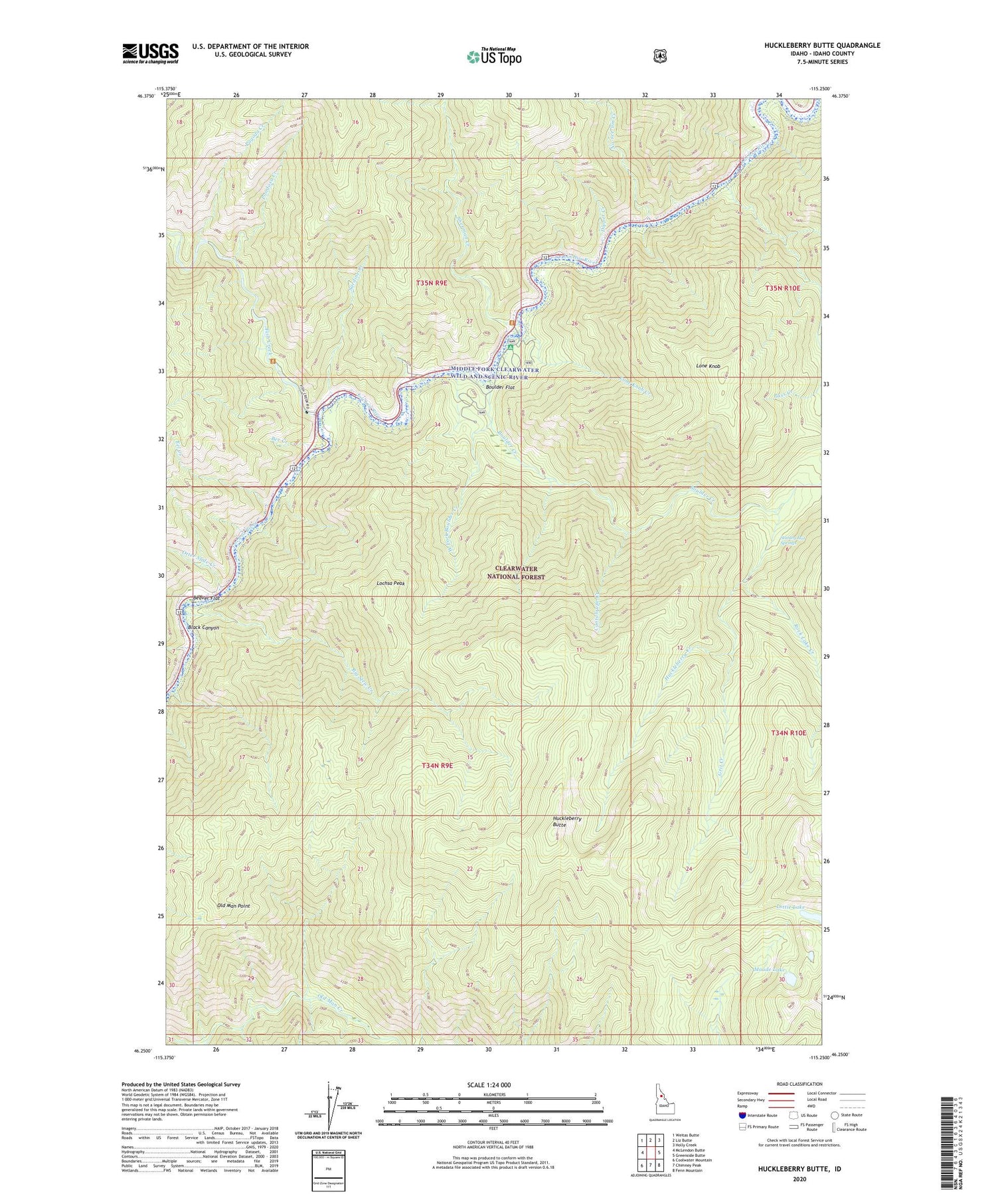 Huckleberry Butte Idaho US Topo Map Image