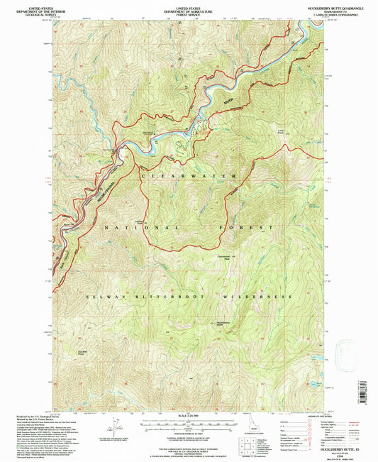 Classic USGS Huckleberry Butte Idaho 7.5'x7.5' Topo Map Image