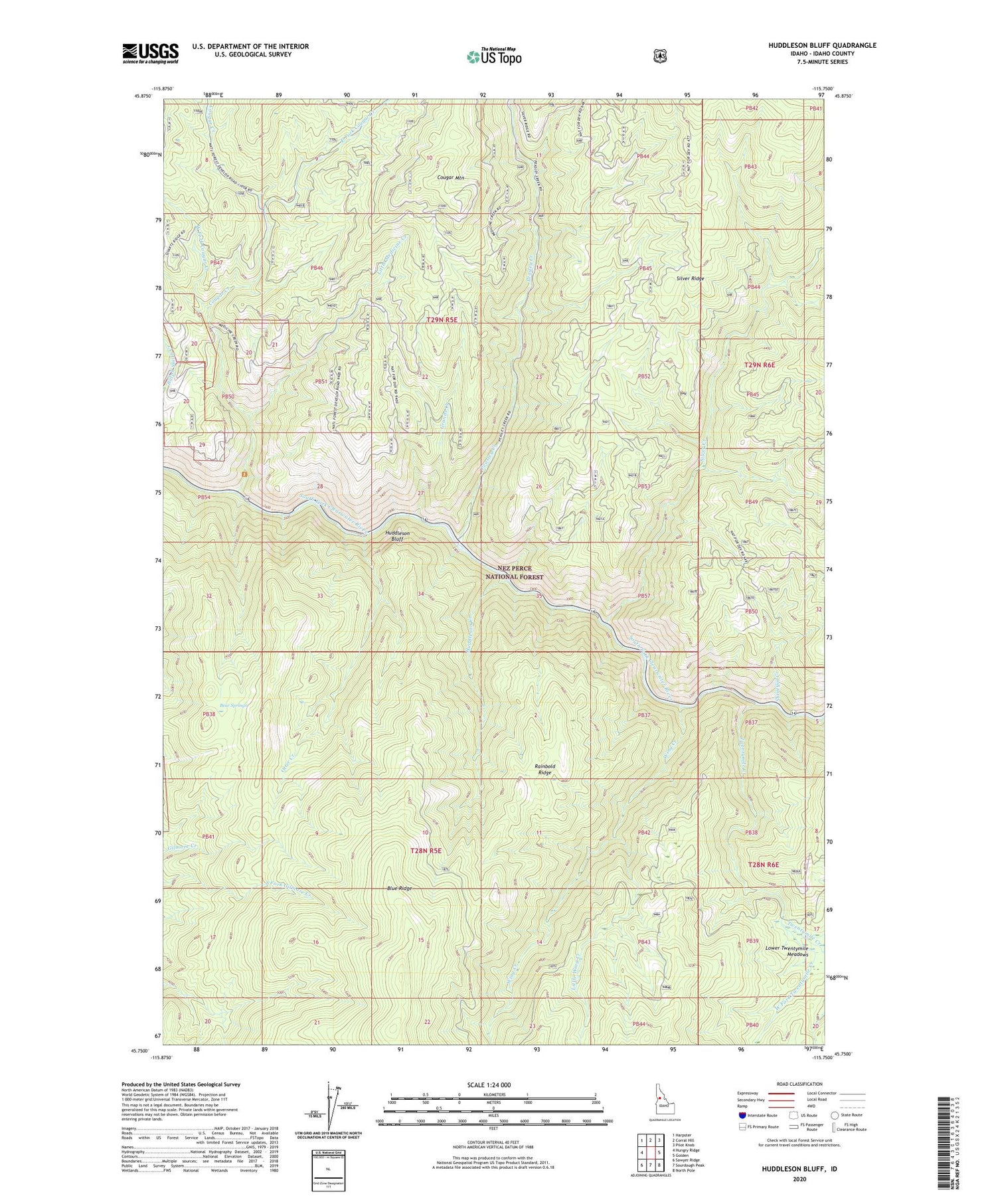 Huddleson Bluff Idaho US Topo Map Image
