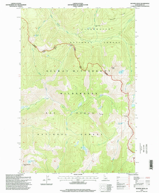 Classic USGS Hungry Rock Idaho 7.5'x7.5' Topo Map Image