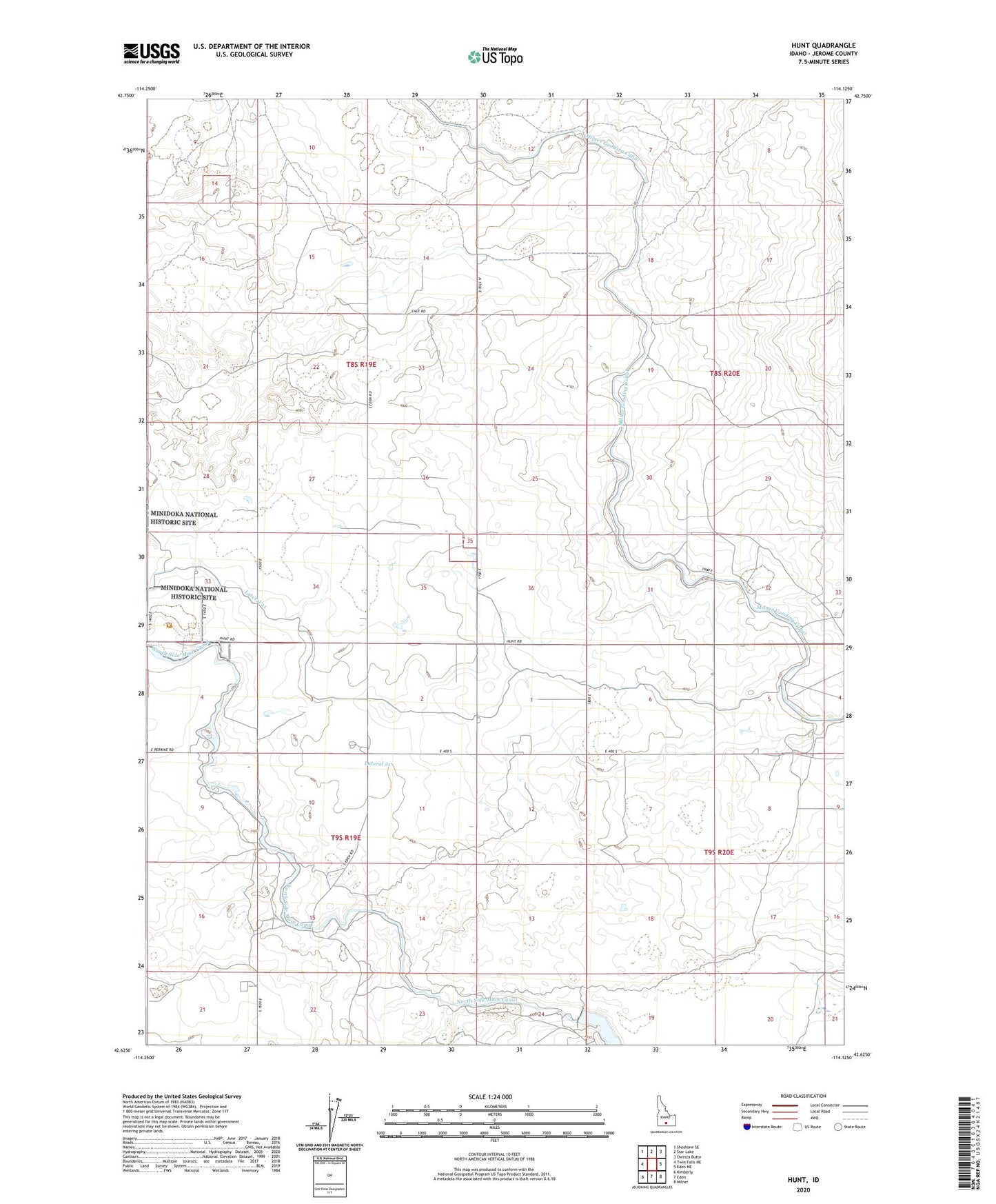 Hunt Idaho US Topo Map Image