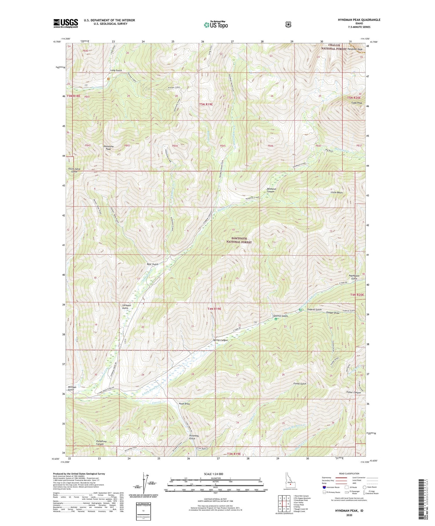 Hyndman Peak Idaho US Topo Map Image