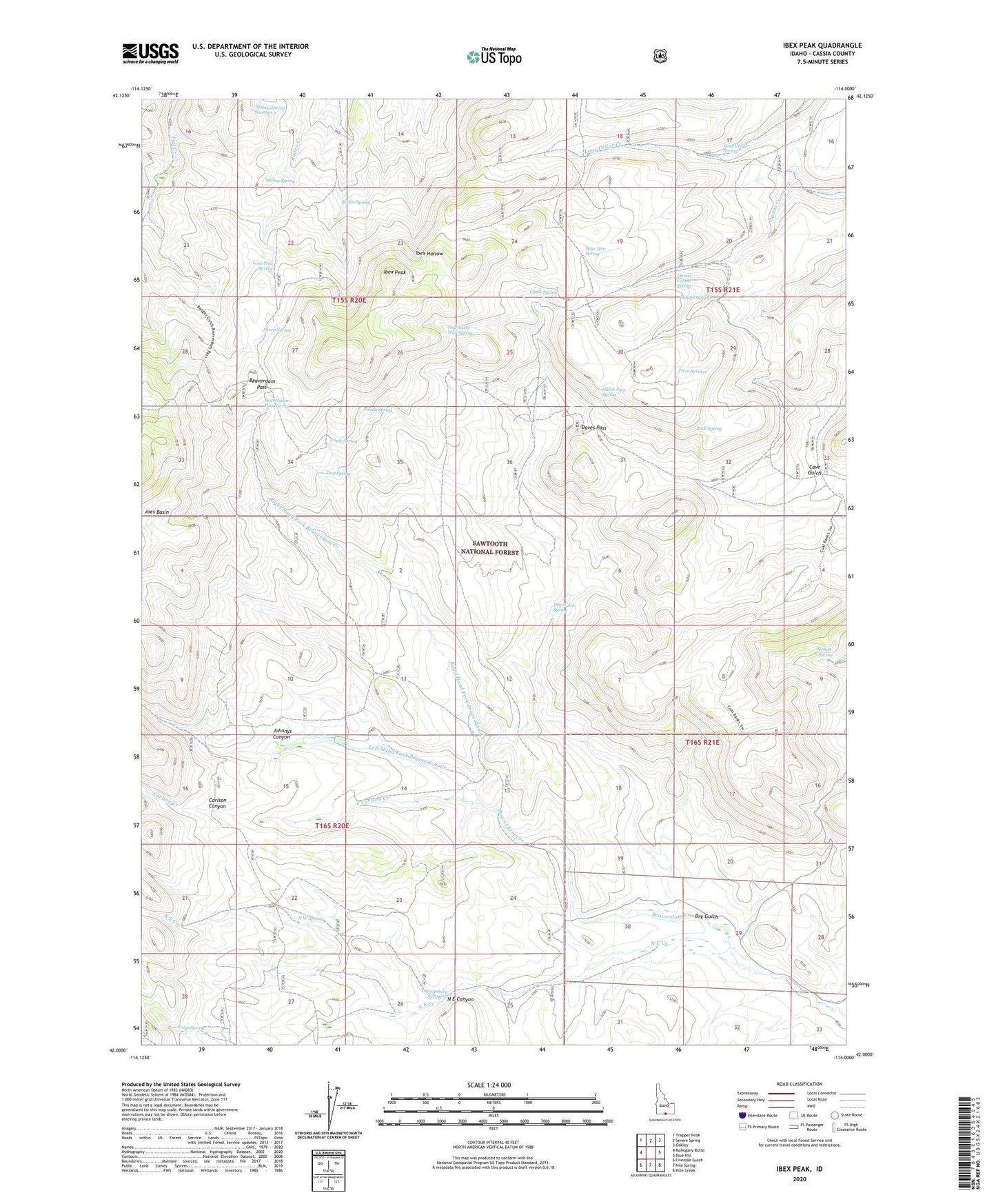 Ibex Peak Idaho US Topo Map Image