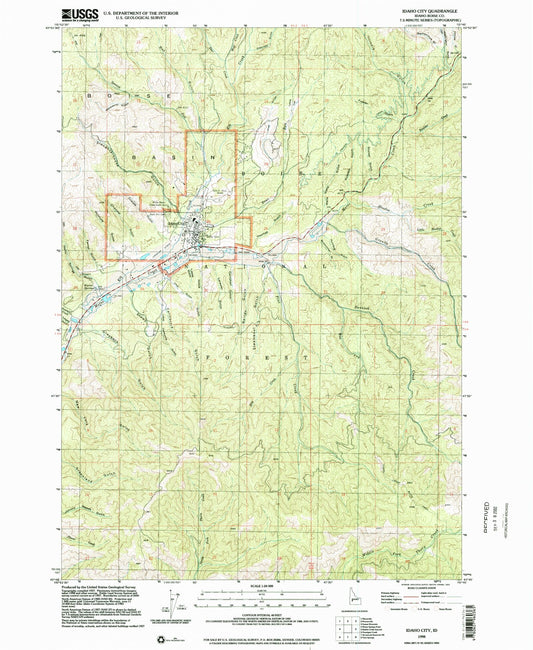 Classic USGS Idaho City Idaho 7.5'x7.5' Topo Map Image