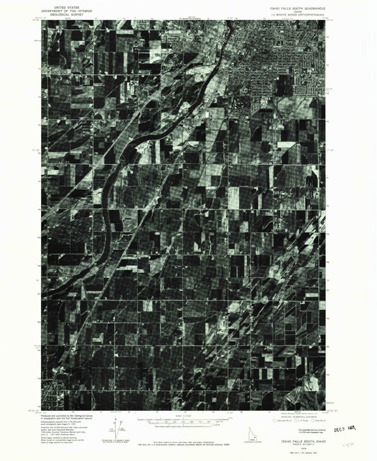 Classic USGS Idaho Falls South Idaho 7.5'x7.5' Topo Map Image