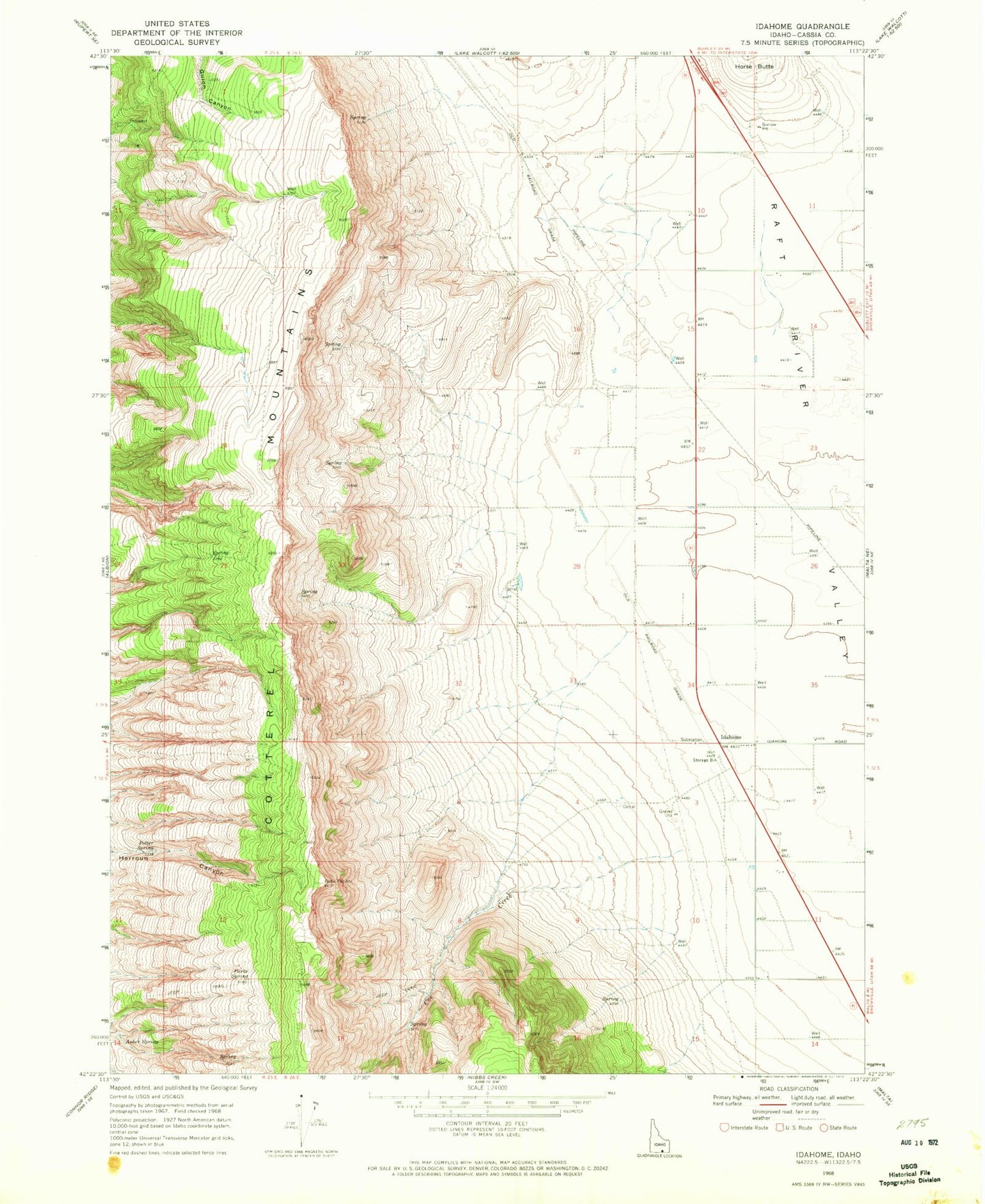 Classic USGS Idahome Idaho 7.5'x7.5' Topo Map Image