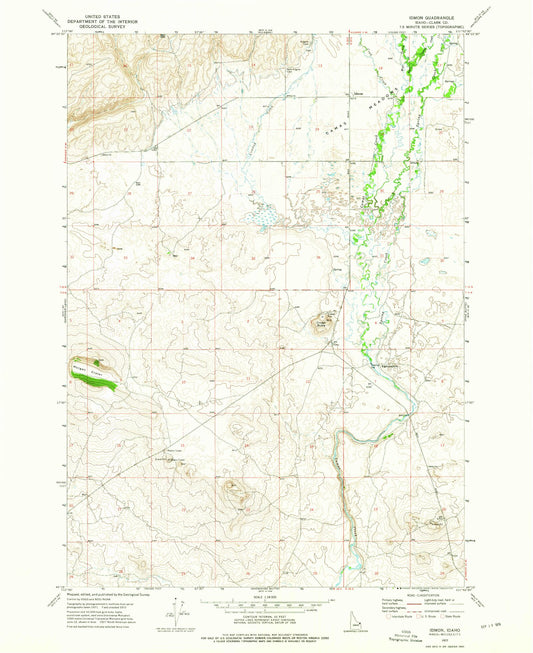 Classic USGS Idmon Idaho 7.5'x7.5' Topo Map Image