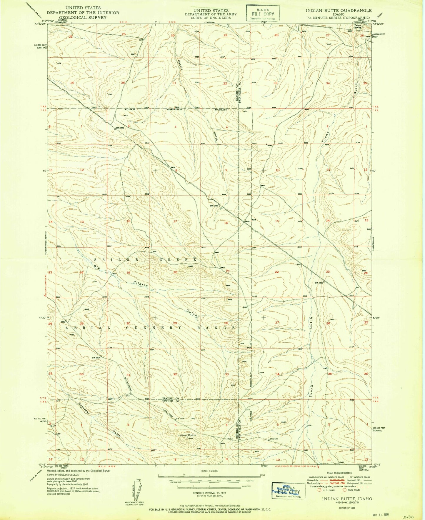 Classic USGS Indian Butte Idaho 7.5'x7.5' Topo Map Image