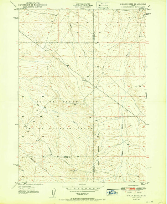 Classic USGS Indian Butte Idaho 7.5'x7.5' Topo Map Image