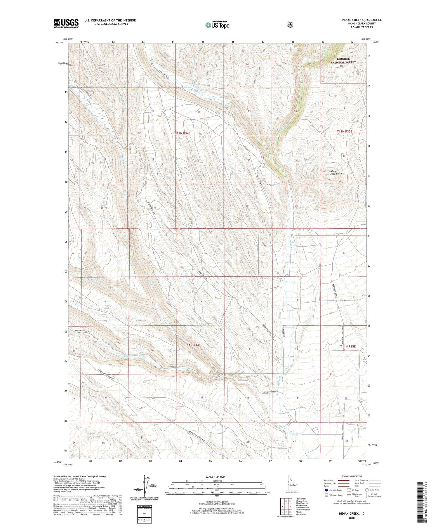 Indian Creek Idaho US Topo Map Image