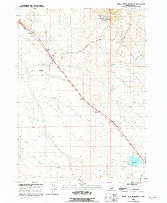 Classic USGS Indian Creek Reservoir Idaho 7.5'x7.5' Topo Map Image