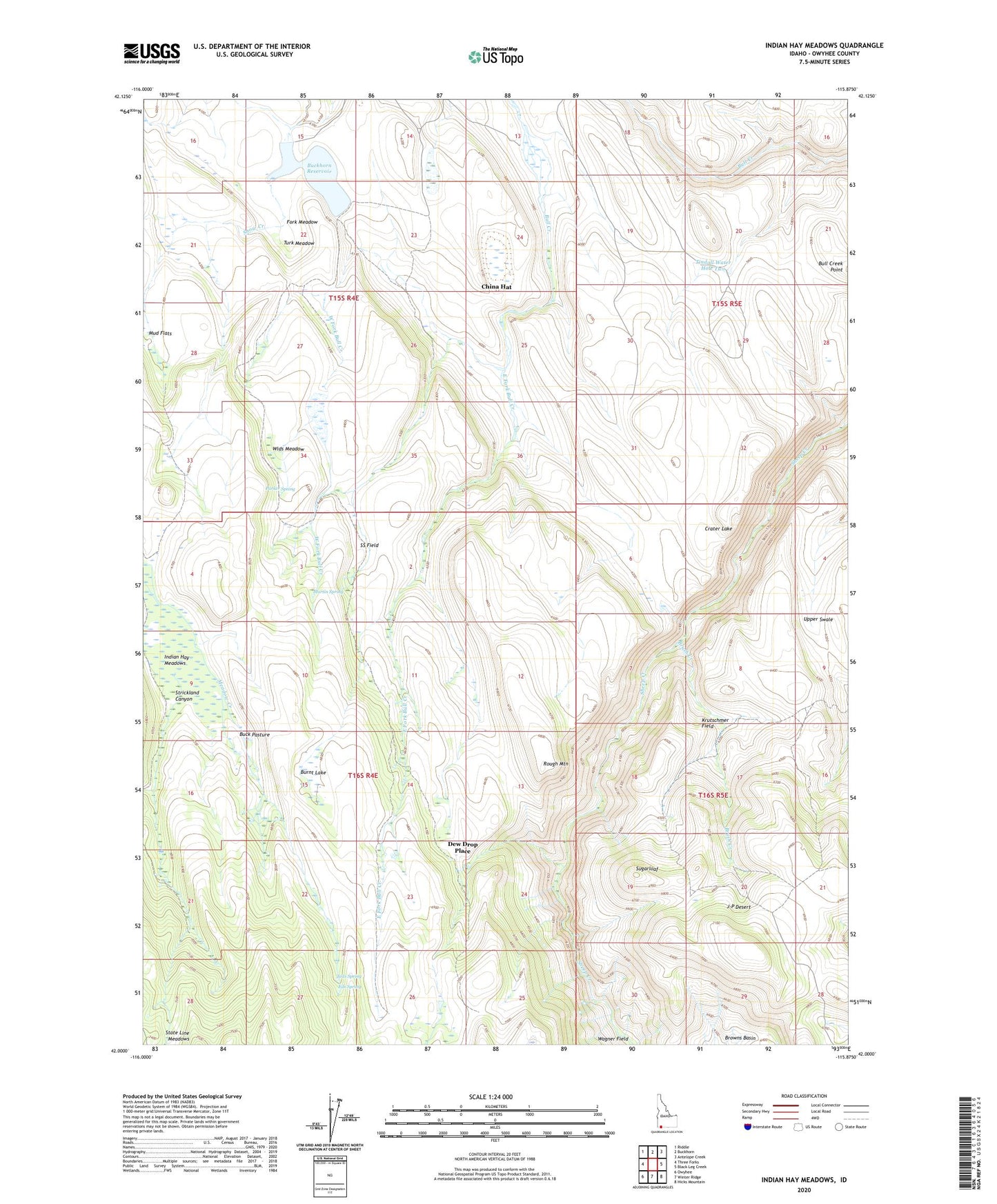 Indian Hay Meadows Idaho US Topo Map Image