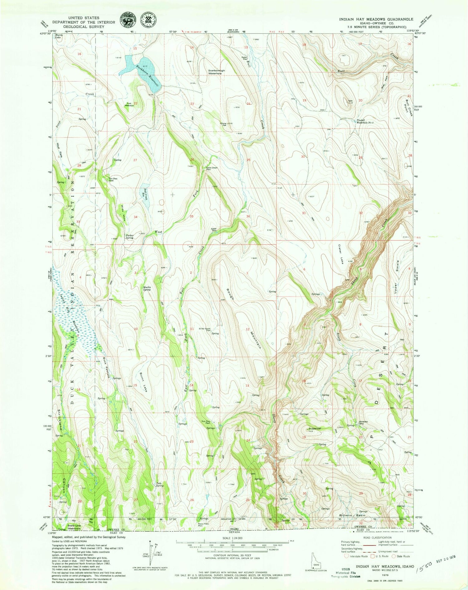 Classic USGS Indian Hay Meadows Idaho 7.5'x7.5' Topo Map Image