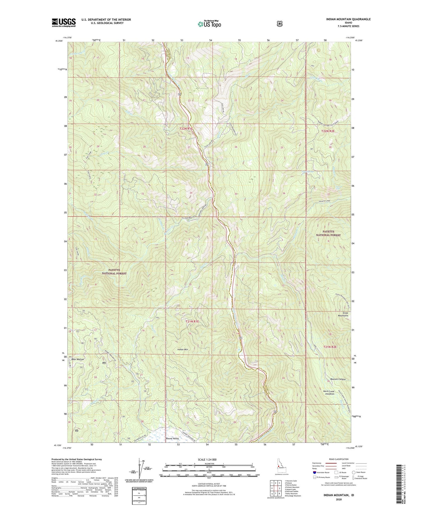 Indian Mountain Idaho US Topo Map Image
