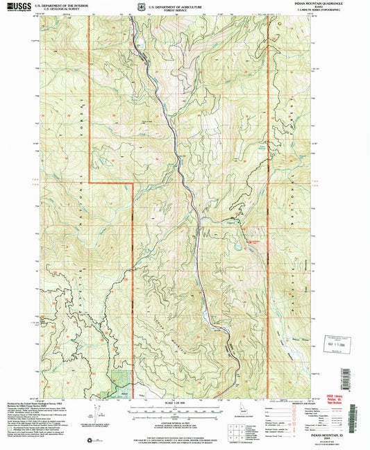 Classic USGS Indian Mountain Idaho 7.5'x7.5' Topo Map Image