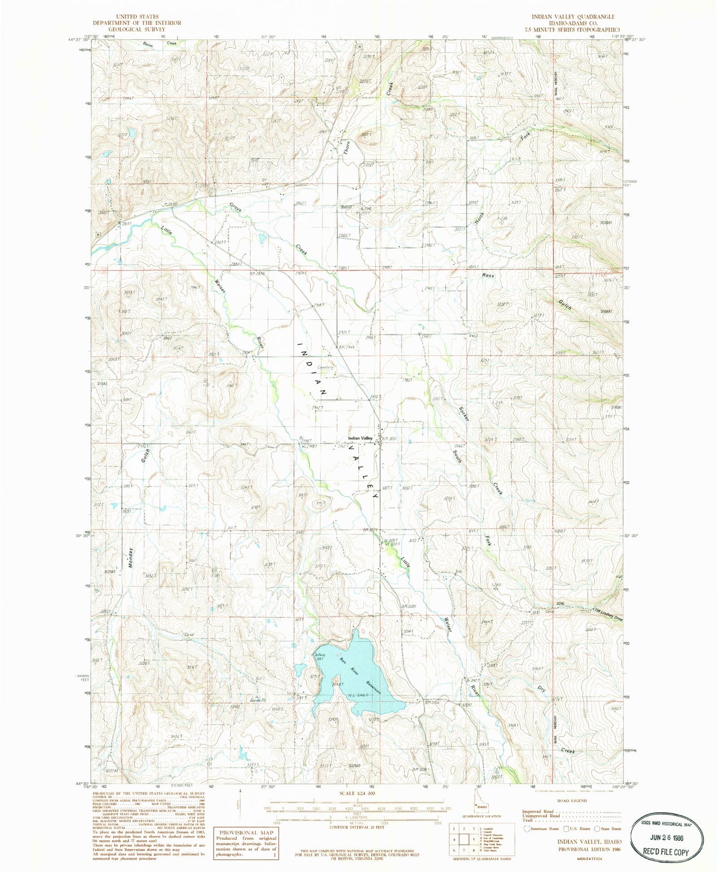 Classic USGS Indian Valley Idaho 7.5'x7.5' Topo Map Image