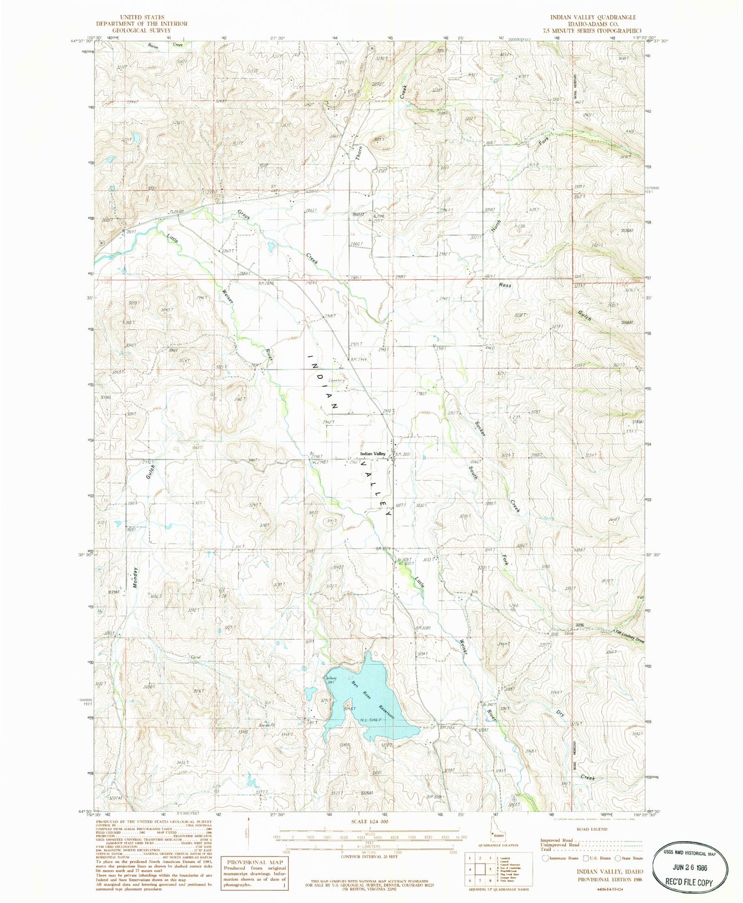 Classic USGS Indian Valley Idaho 7.5'x7.5' Topo Map Image