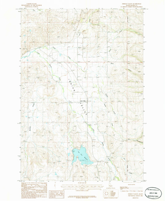Classic USGS Indian Valley Idaho 7.5'x7.5' Topo Map Image