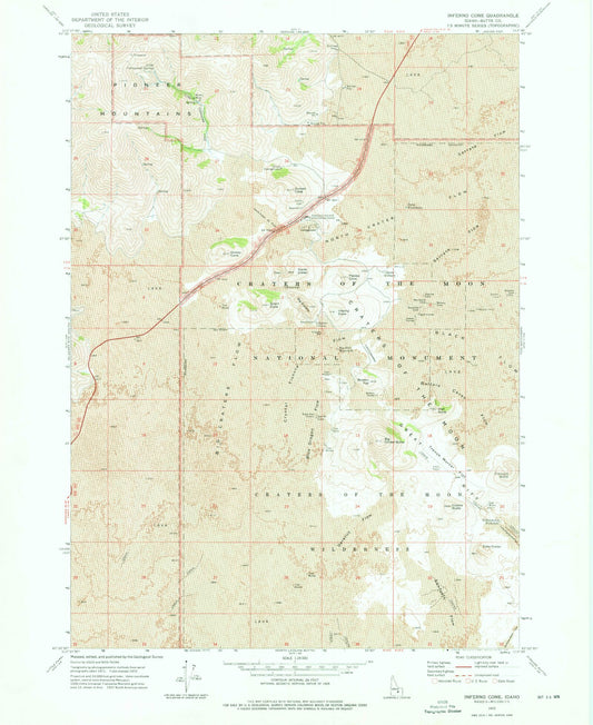 Classic USGS Inferno Cone Idaho 7.5'x7.5' Topo Map Image