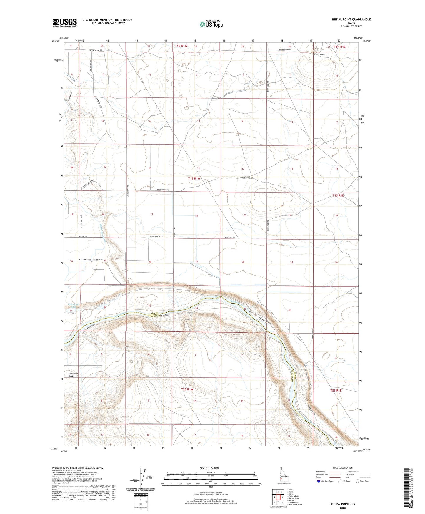 Initial Point Idaho US Topo Map Image