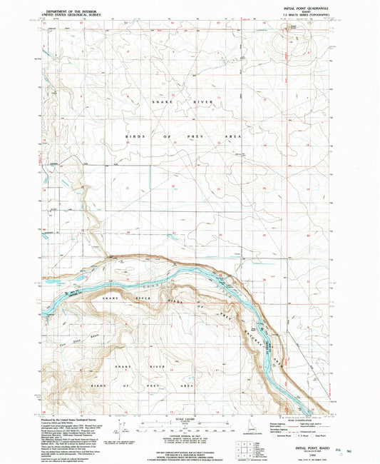 Classic USGS Initial Point Idaho 7.5'x7.5' Topo Map Image